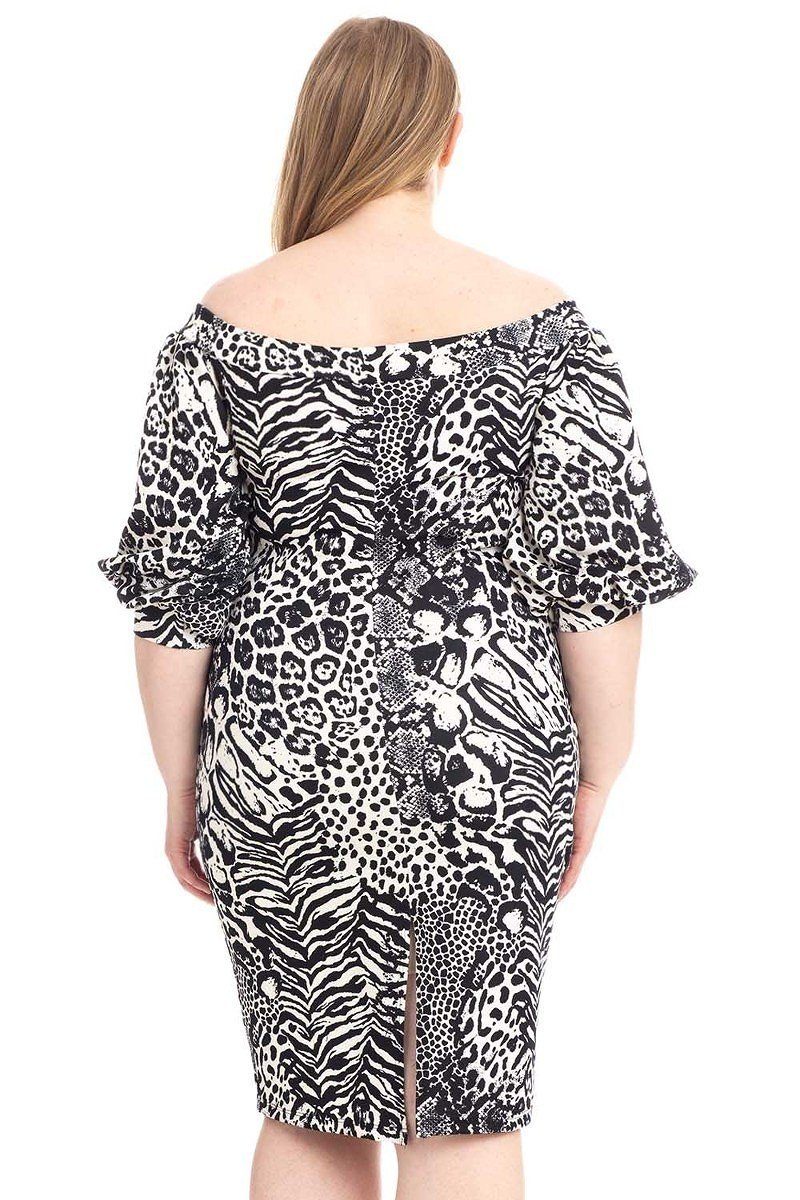 Women's Plus Size Animal Print Crepe Stretch Bodycon Dress (2X Only)