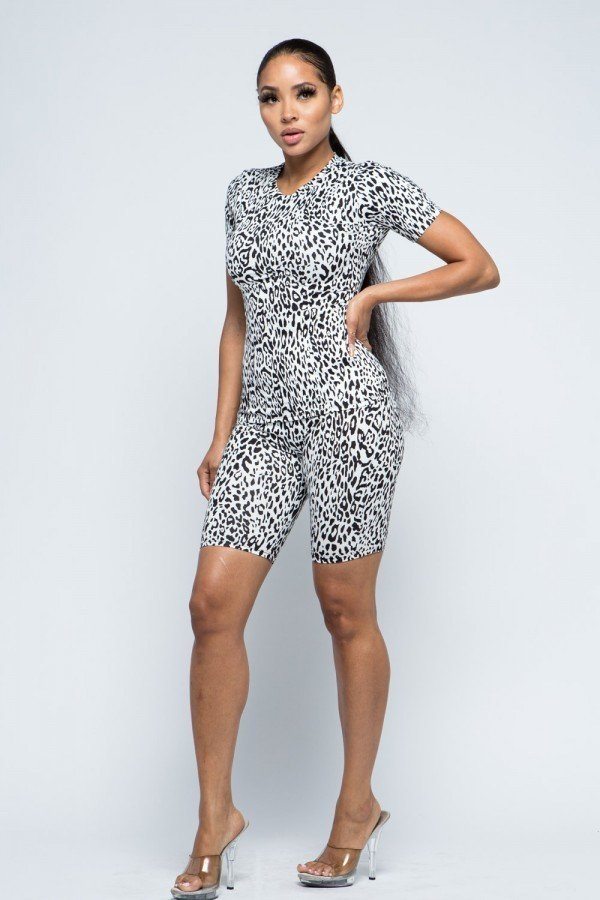 Women's Women's Brushed Short Sleeve Top And Biker Pants And Face Mask Set