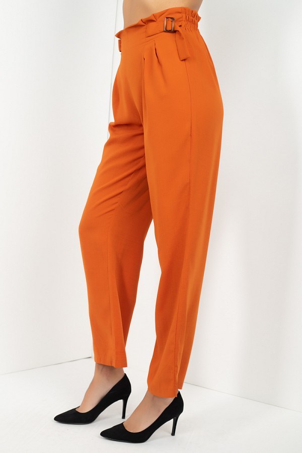 Women's High Waist Paper Bag Wide Pants