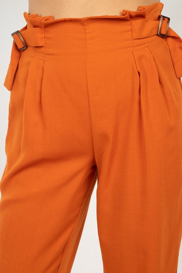 Women's High Waist Paper Bag Wide Pants