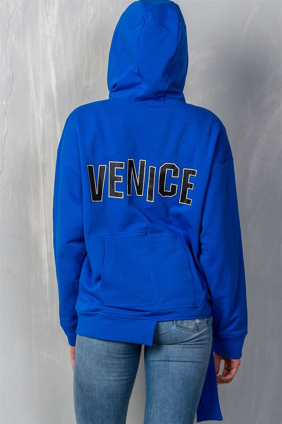 Women's Uneven Hem Graphic "Venice" Pullover Hoodie