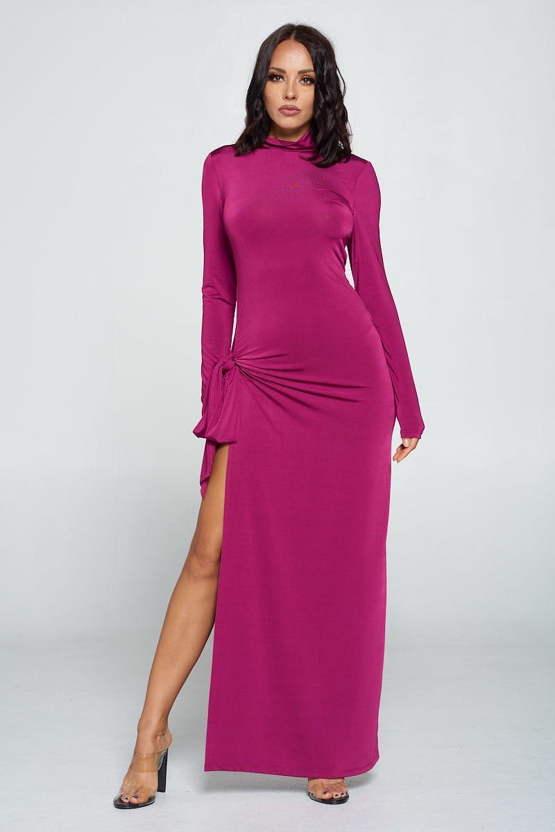 Women's Side Tie Long Sleeve Dress