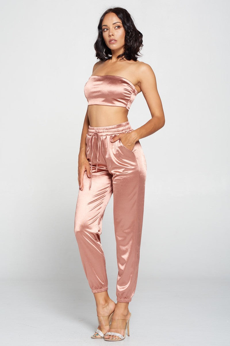 Women's Tube Top Pant Set