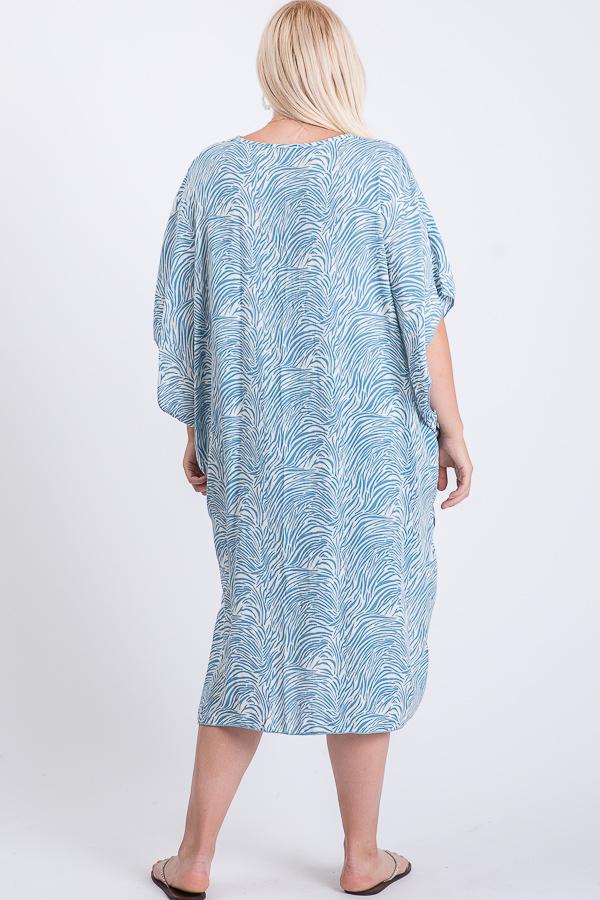 Women's Zebra Print Short Sleeve Maxi Kimono