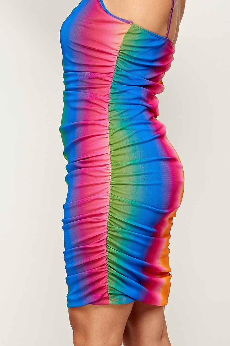 Women's Plus Size Rainbow Ombre Print Cami Dress