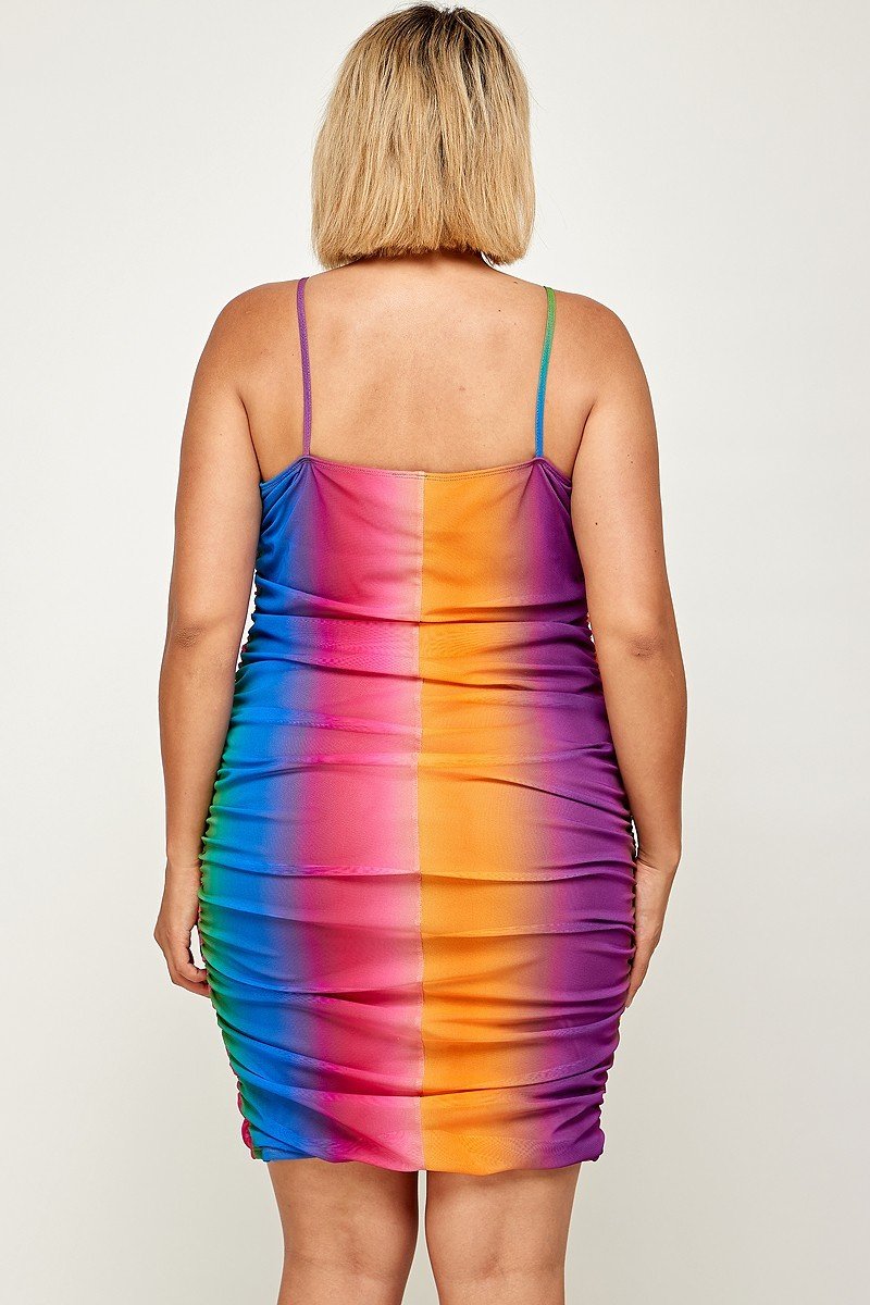 Women's Plus Size Rainbow Ombre Print Cami Dress