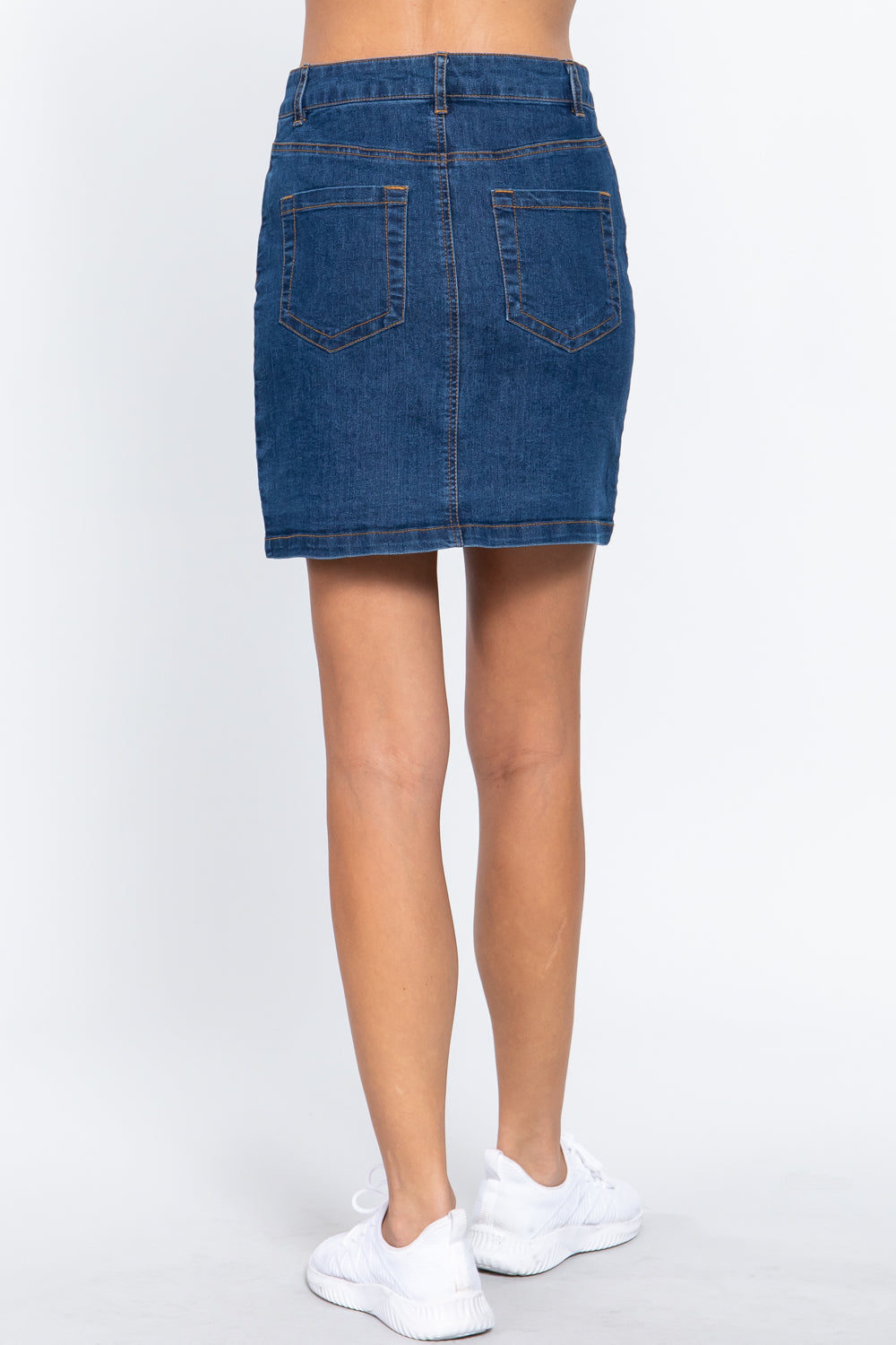Women's Buttoned Stretch Denim Jean Mini Skirt