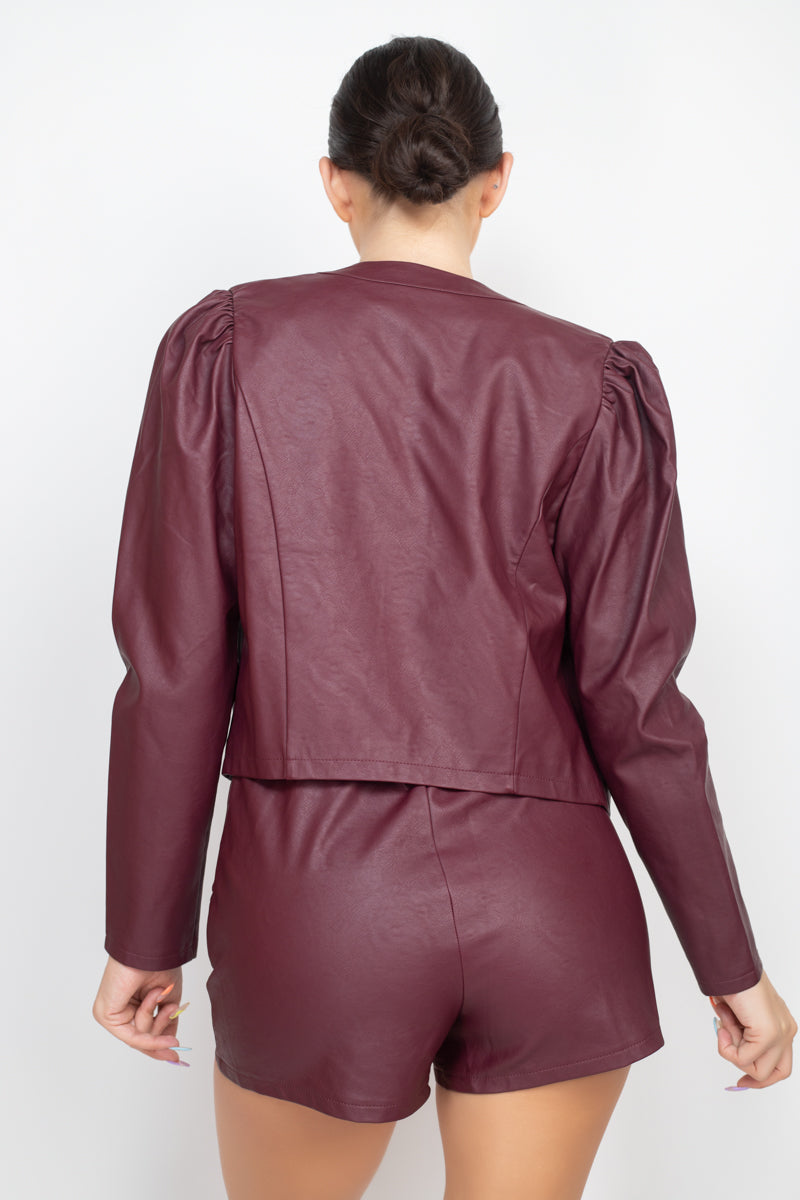 Women's Side Button Detailed Jacket & Shorts Set