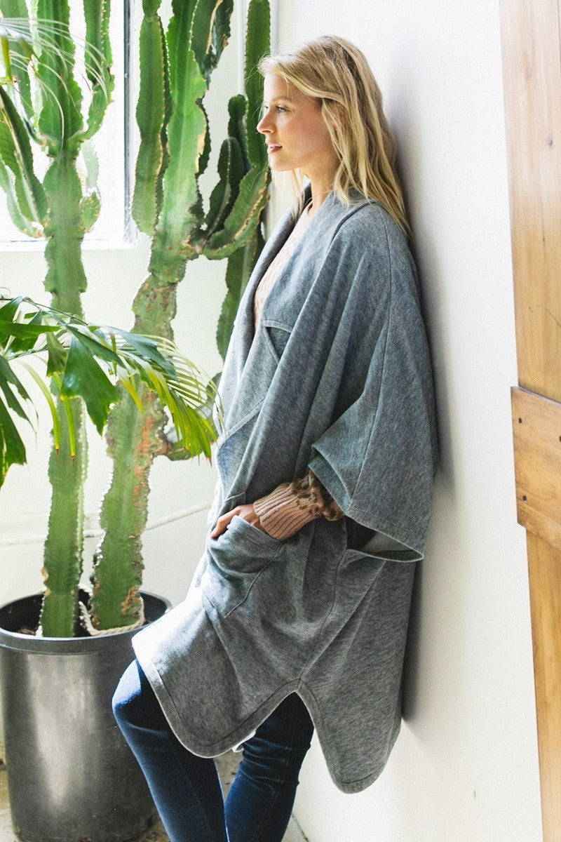 Women's Solid Knit Oversized Trench Jacket