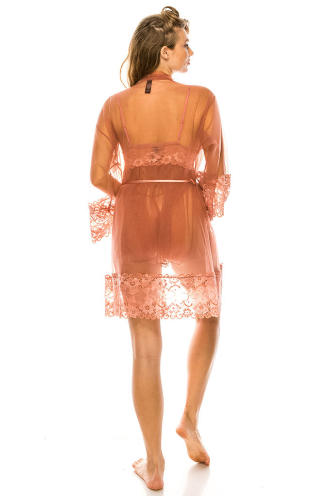 Women's 3pc Mesh Robe Set
