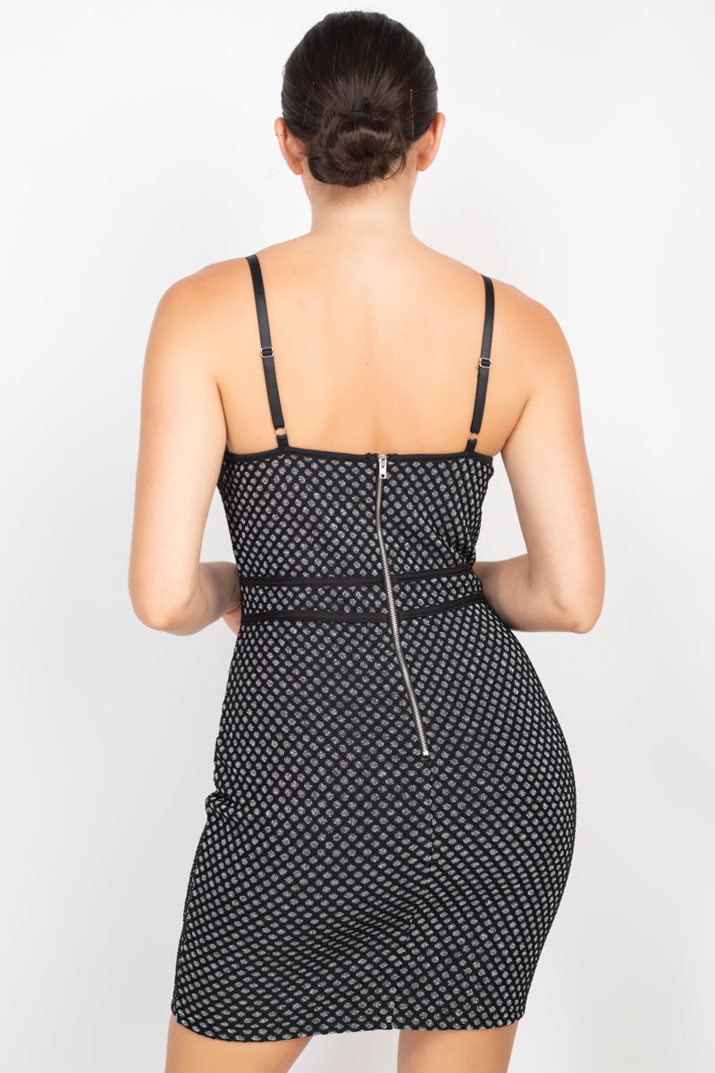 Women's Sleeveless Sparkle Honeycomb Bodycon Dress