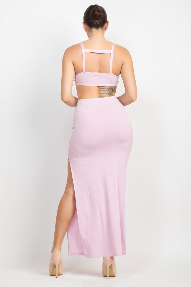 Women's Cutouts Side Slit Maxi Dress