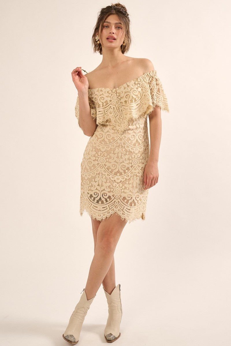 Women's Lace, Woven Mini Dress