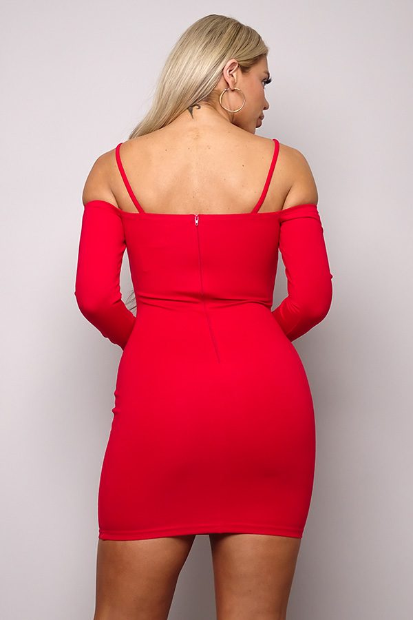 Women's Long Sleeve Cuff Front Strap Mini Dress