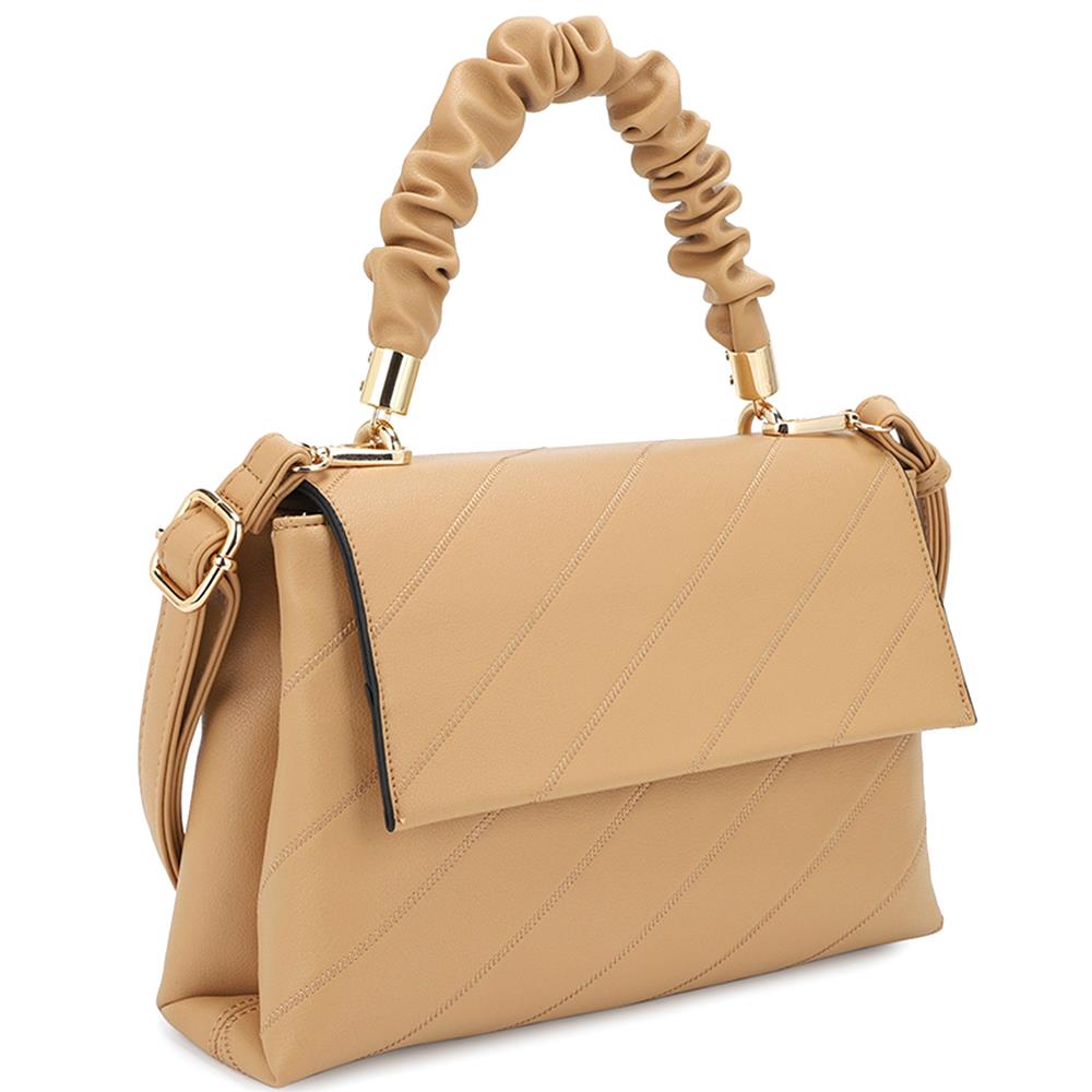 Women's Smooth Pattern Wrinkle Handle Crossbody Bag