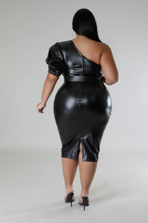 Women's Plus Vegan Leather Plus Semi-stretch Dress (1X & 3X Only)