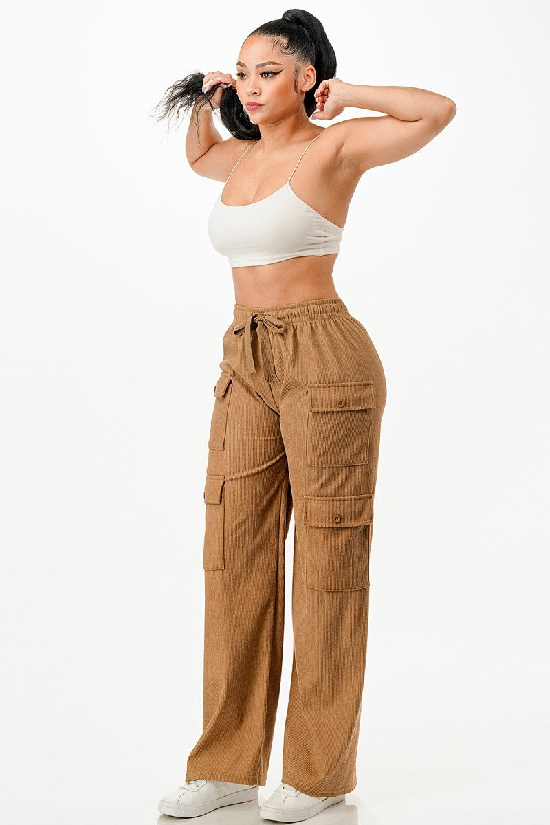 Women's Solid Corduroy Cargo Pants (M, L & XL Only)