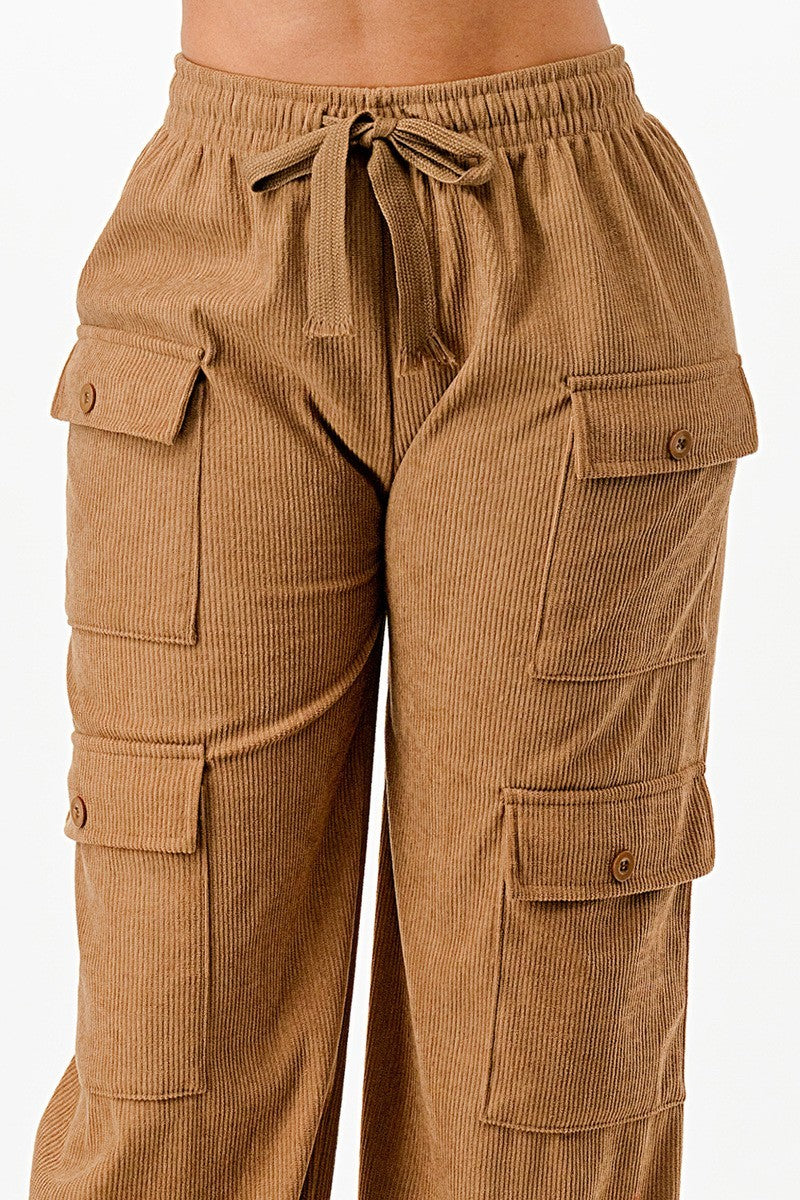 Women's Solid Corduroy Cargo Pants (M, L & XL Only)
