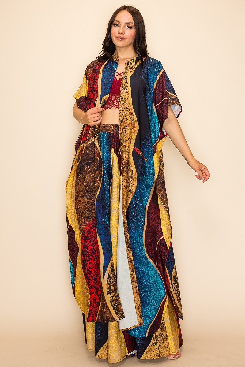 Women's Printed Wide Pants Set