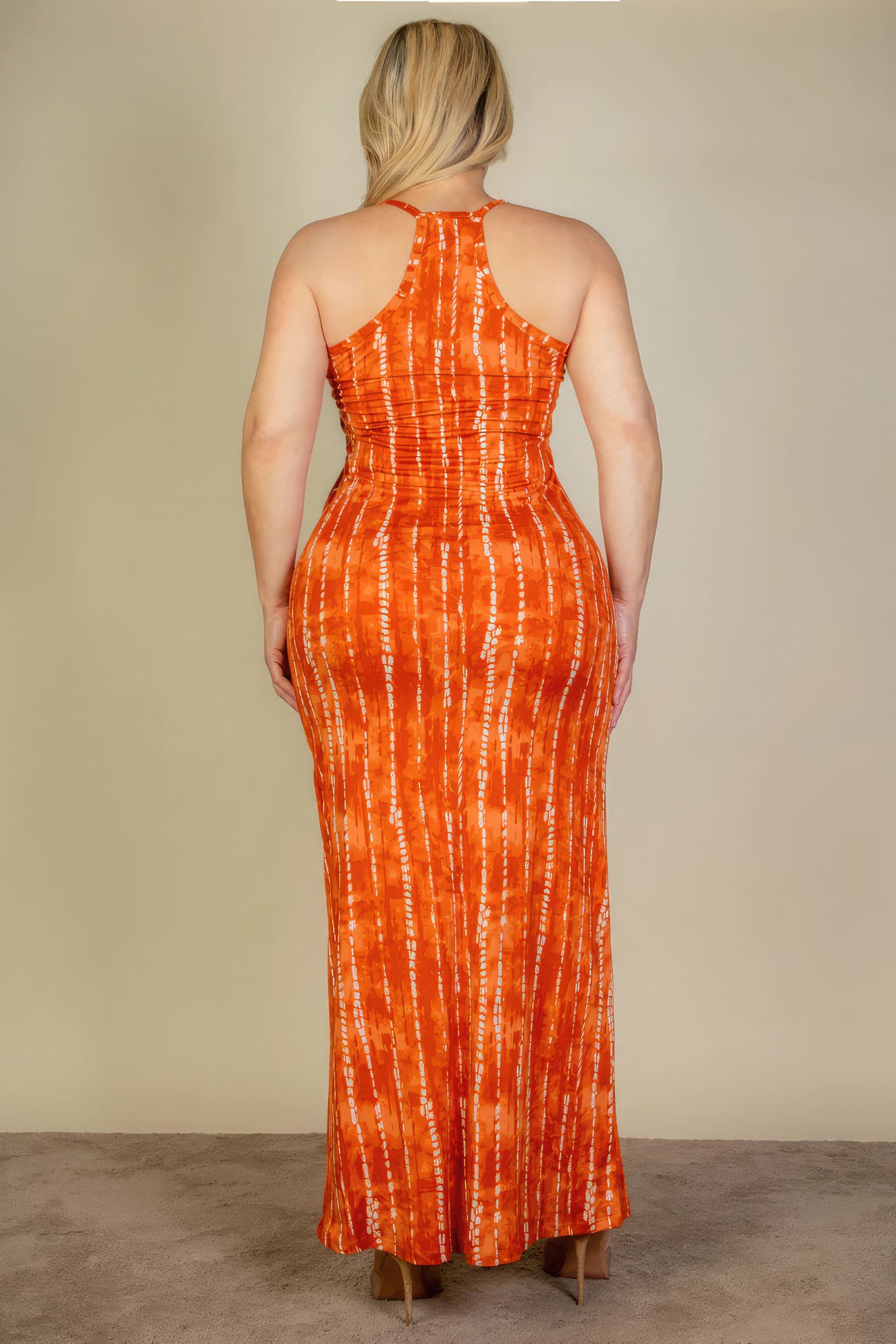 Women's Plus Tie Dye Printed Cami Bodycon Maxi Dress