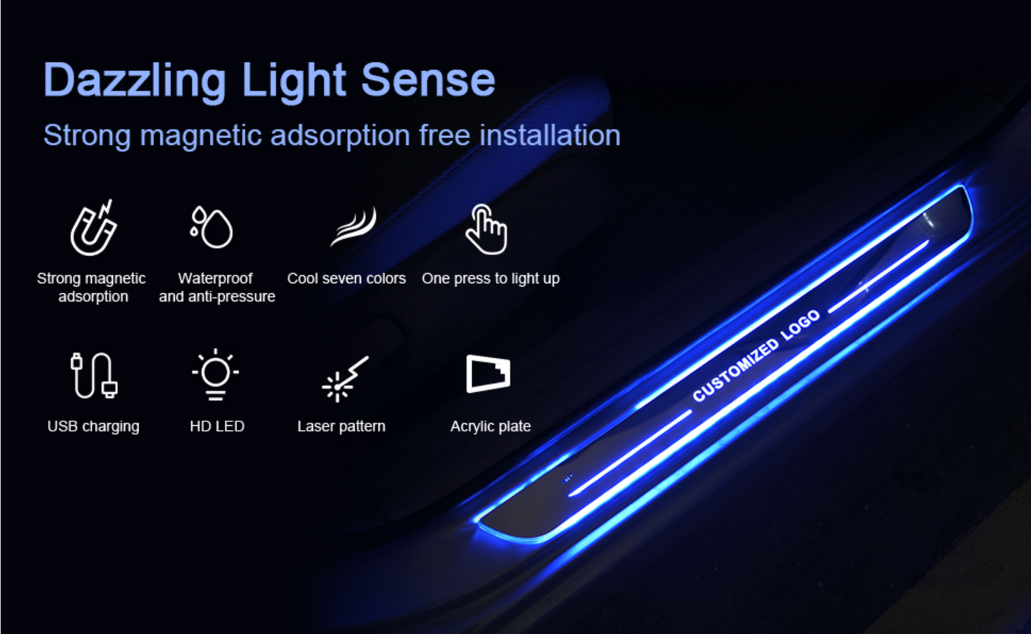 Auto LED Threshold Sills USB Charging Illuminated Light