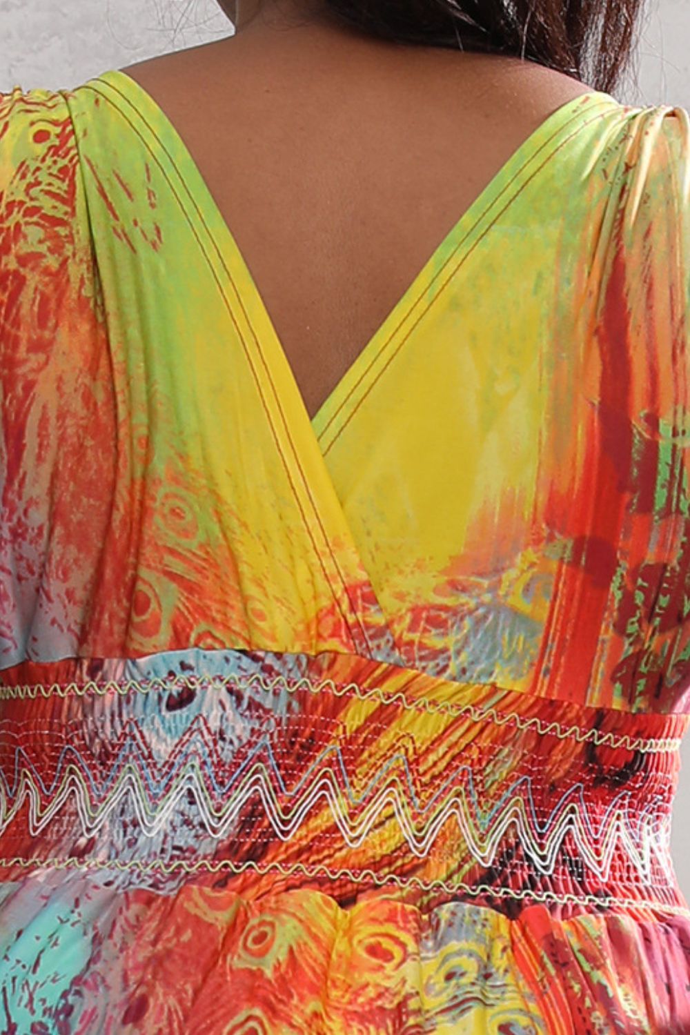 Women's Plus Size Surplice Smocked Maxi Dress