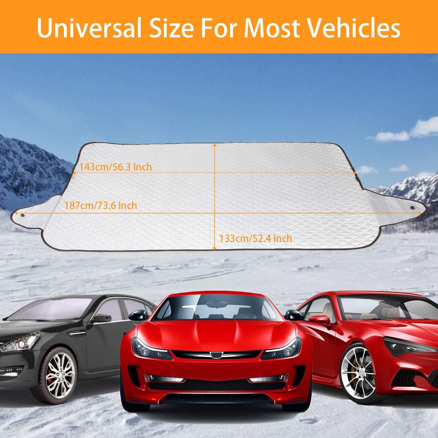 Car Window Cover Ice and Snow Cover for Car with 4 Strong Magnets Edge Suitable Most Cars, SUV