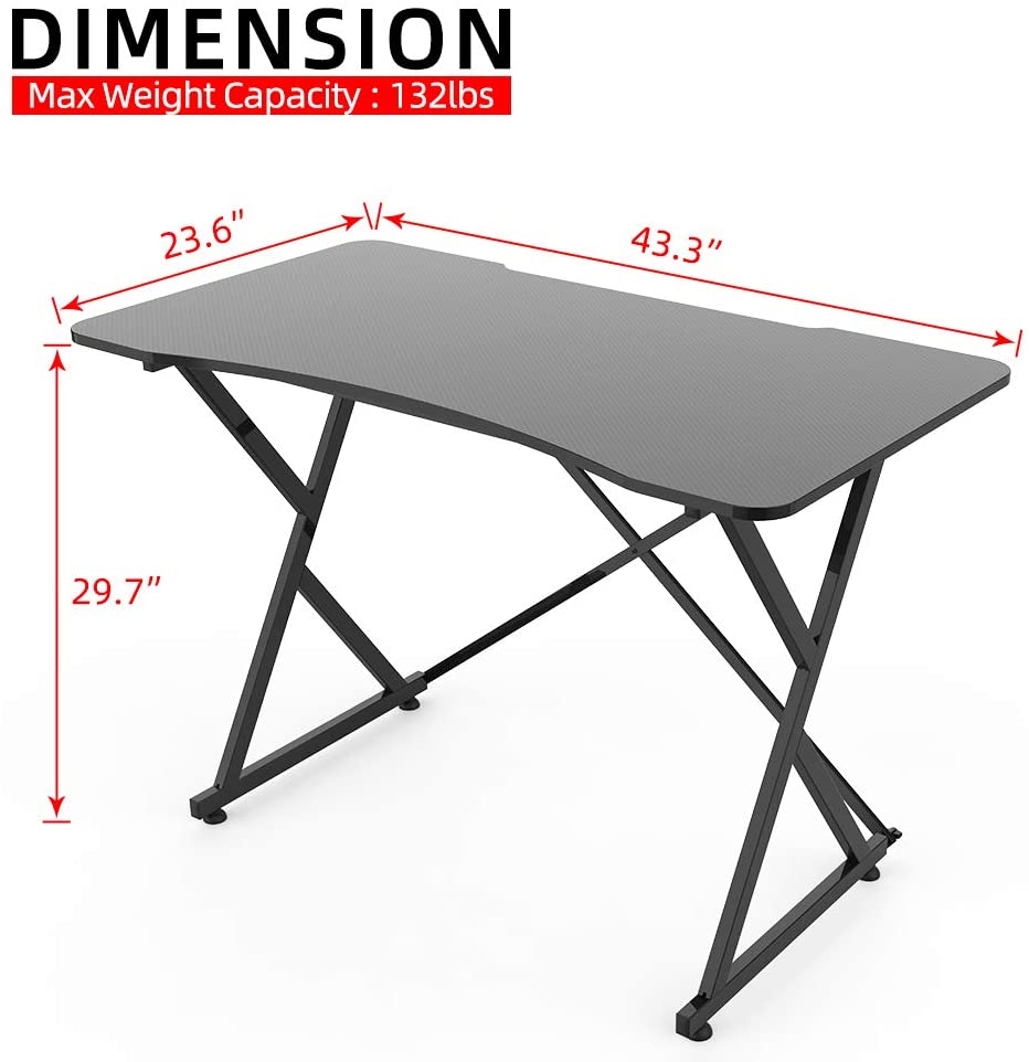 Gaming Desk, 43 Inch PC Computer Gaming Desk Ergonomic Home Office Desk Table Gamer Workstation Gaming Table