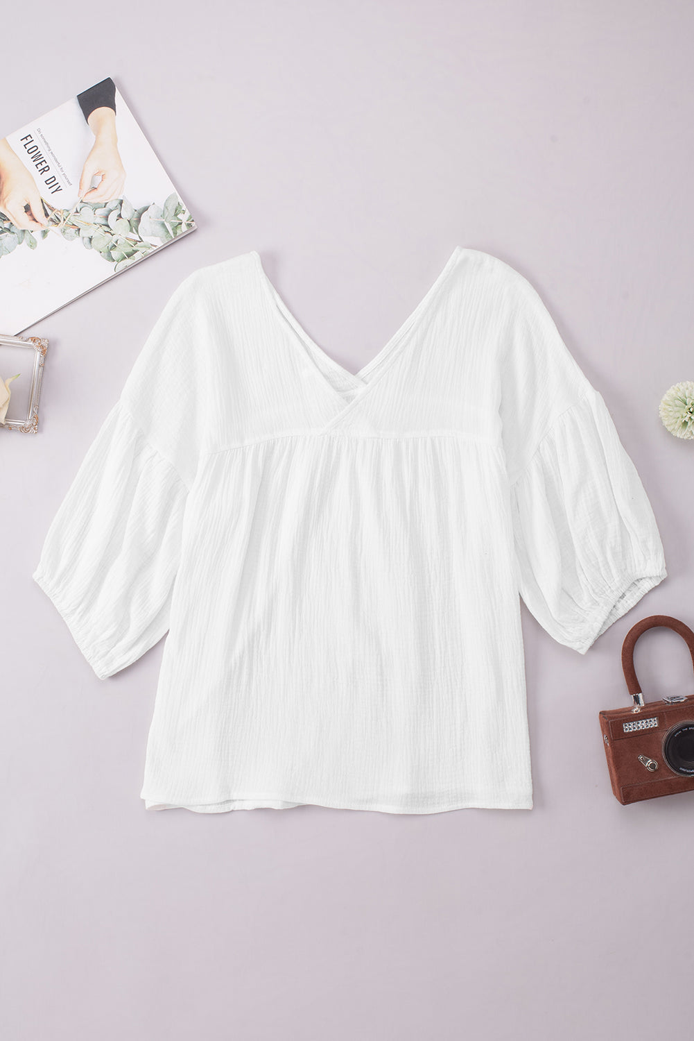 Women's Dropped Shoulder V-Neck Blouse