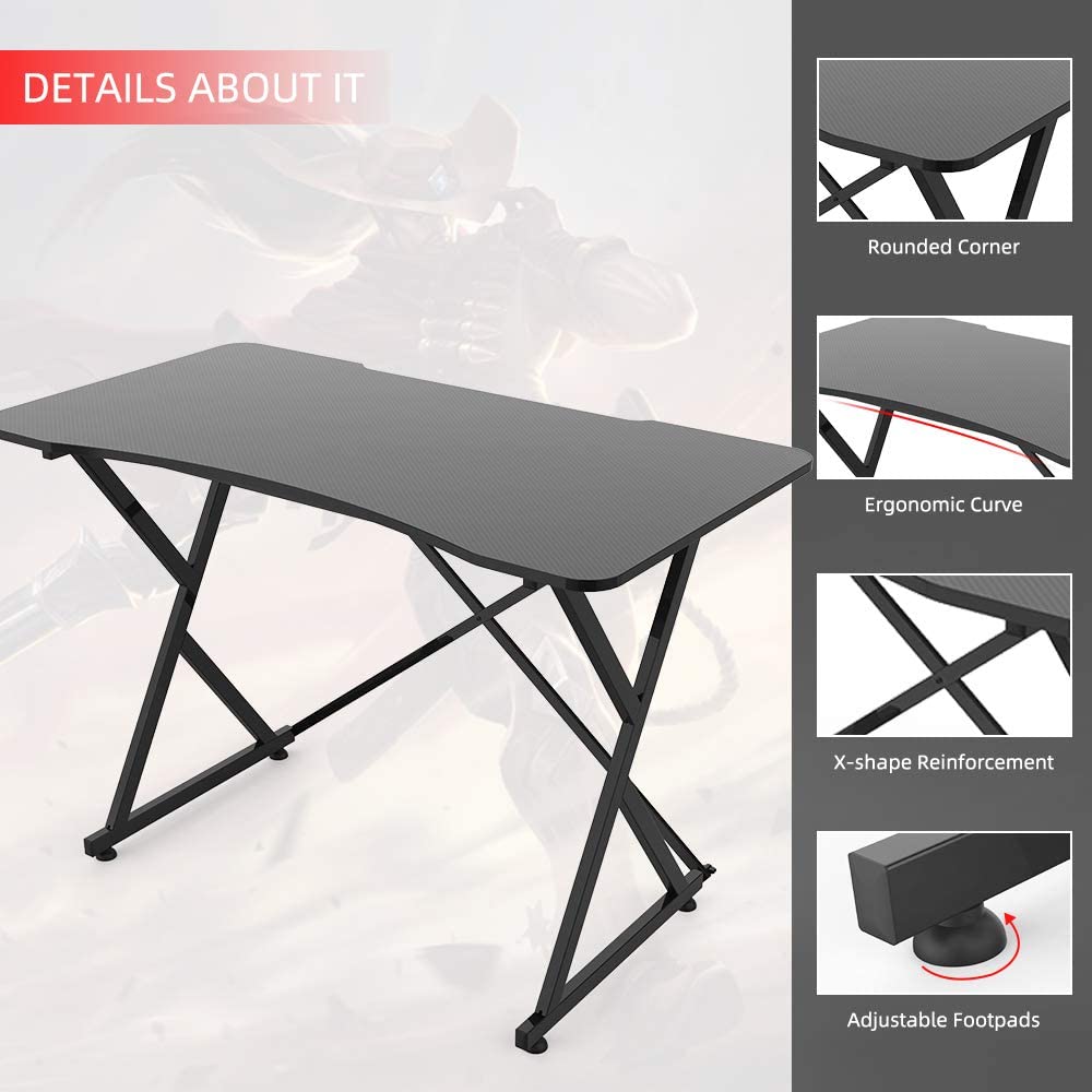 Gaming Desk, 43 Inch PC Computer Gaming Desk Ergonomic Home Office Desk Table Gamer Workstation Gaming Table