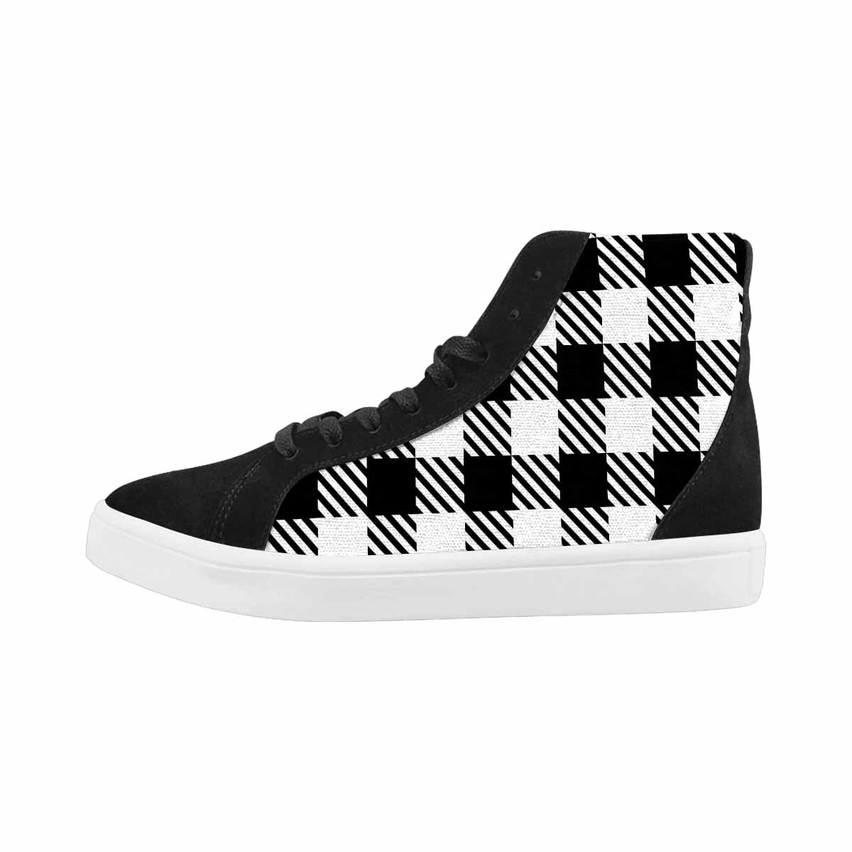 Men's Black And White Buffalo Plaid - High Top Sneakers