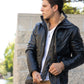 Men's Tiberius Premium Lambskin Leather Coat with Fur