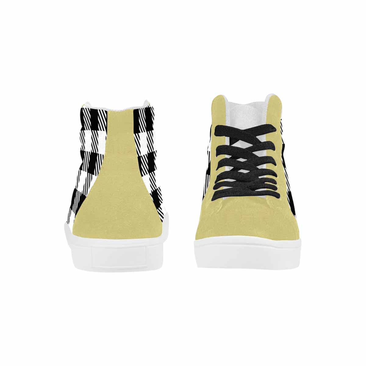 Men's Black And White Buffalo Plaid - High Top Sneakers