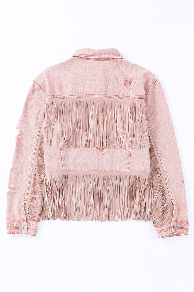 Women's Retro Cowboy Denim Tassel Jacket