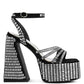 Lustrous Mirror Embellished Flare Heel Sandals