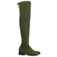 Women's Over the Knee Low Heel Suede Boot