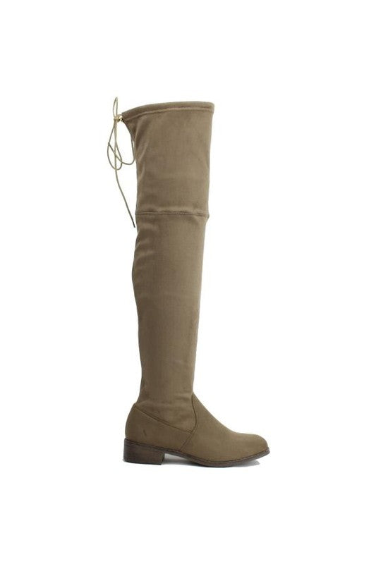 Women's Over the Knee Low Heel Suede Boot