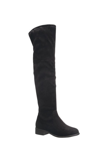 Women's Over the Knee Low Heel Suede Boot