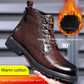 Men's Vintage Fleece-lined Leather Boots Outdoor Keep Warm