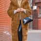Thickened Royal Blue Faux Fur Long Warm Hooded Coat