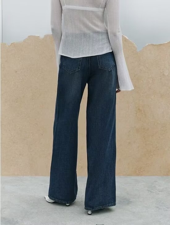 Wide Leg Straight Jeans Women Autumn Winter Loose High Waist All