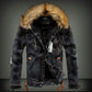 Men's Warm Denim Fur Hood Jacket