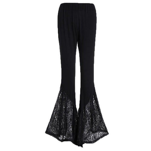 Women's Lace Flare Pants Patchwork Slim Trousers