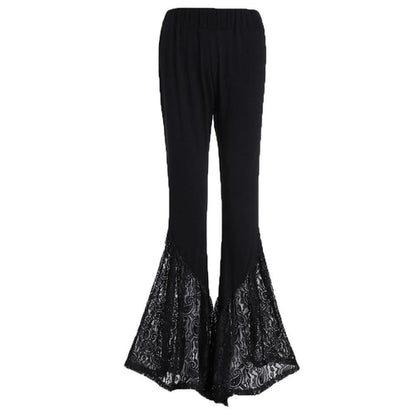 Women's Lace Flare Pants Patchwork Slim Trousers