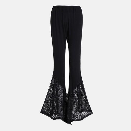 Women's Lace Flare Pants Patchwork Slim Trousers