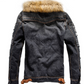 Men's Warm Denim Fur Hood Jacket