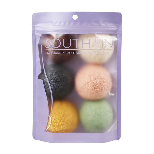 Environmentally Friendly Biodegradable Plant Konjac CottonFace Wash and Cleansing Cotton Bag Dry 6 Pack Set