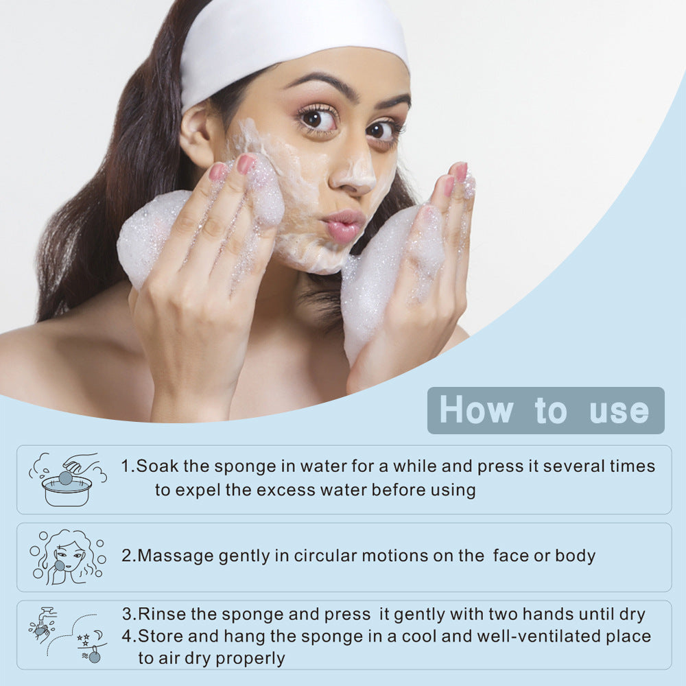 Environmentally Friendly Biodegradable Plant Konjac CottonFace Wash and Cleansing Cotton Bag Dry 6 Pack Set