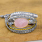 Egg-Shaped Powder Rose Quartz Healing Yoga Bracelet Natural Stone Wax Rope Hand-Woven Bracelet