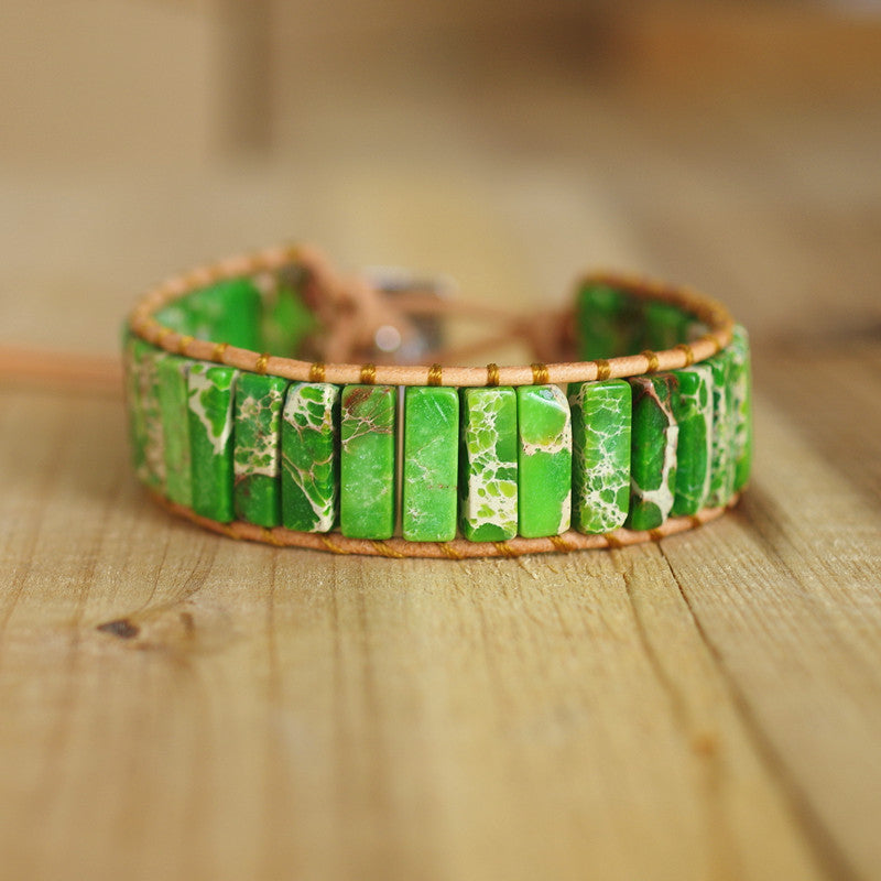 Seven Chakra Braided Bracelet Natural Emperor Stone Yoga Bracelet Genuine Leather Wrap Bracelet